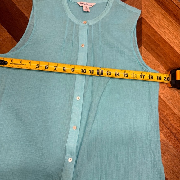 Tommy Bahama Aqua Sleeveless Button-Down Shirt flaw - Picture 5 of 8